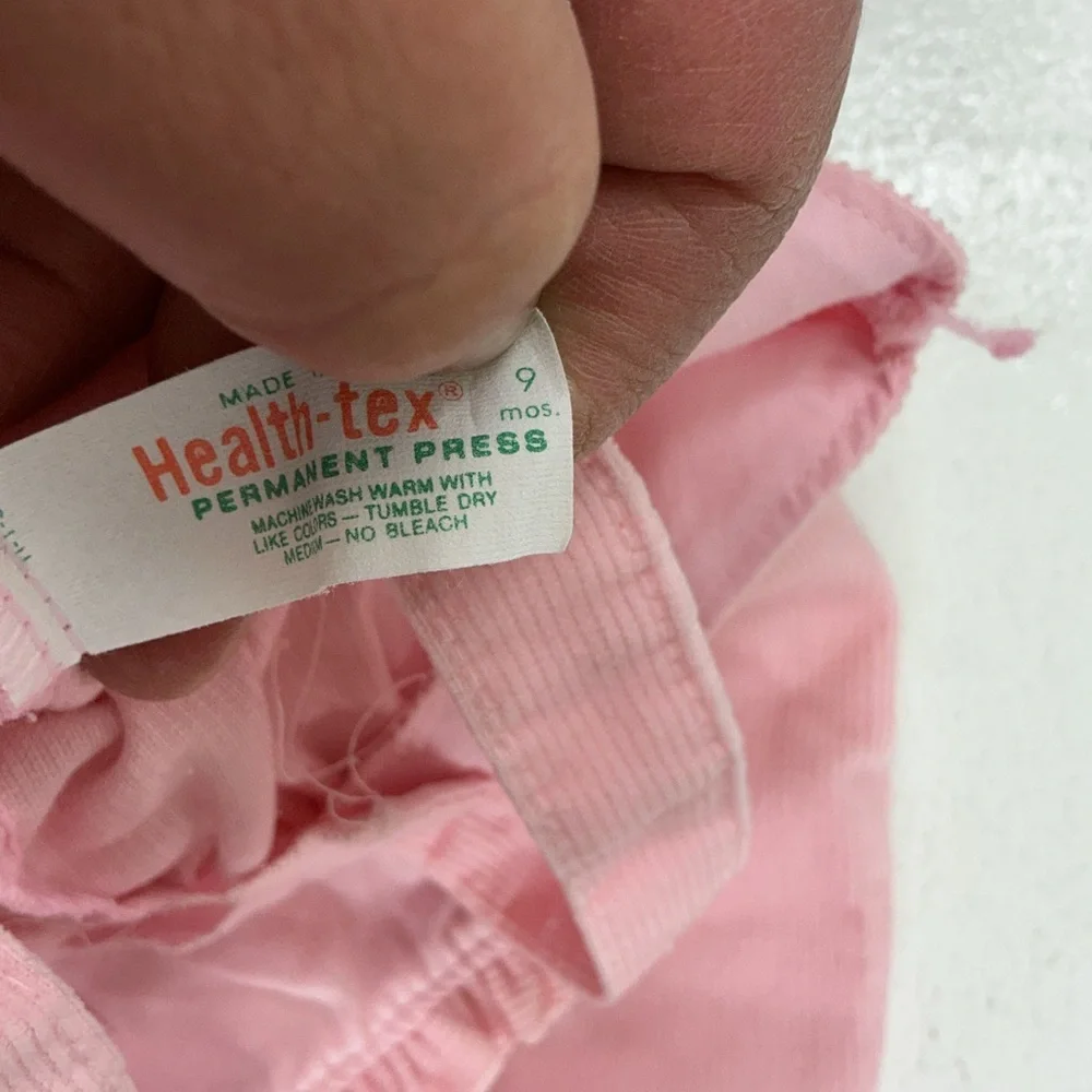 Vintage Healthtex Pink Kids Overalls with Balloon Embroidery